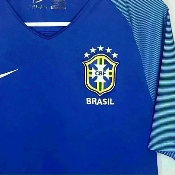 Brazil Authentic Soccer Jersey Nike Men Small Blue Drifit 2016 - Picture 2 of 9